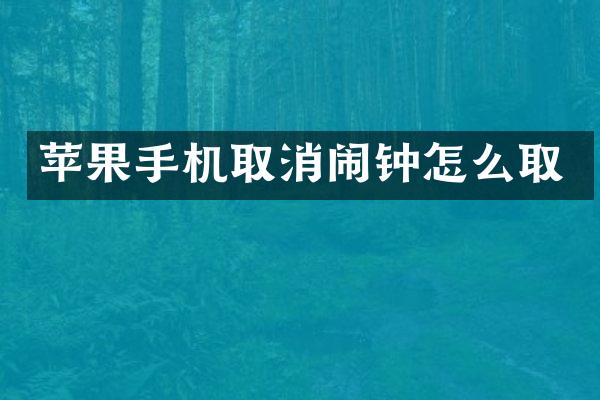 苹果手机取消闹钟怎么取