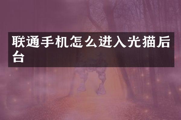 联通手机怎么进入光猫后台