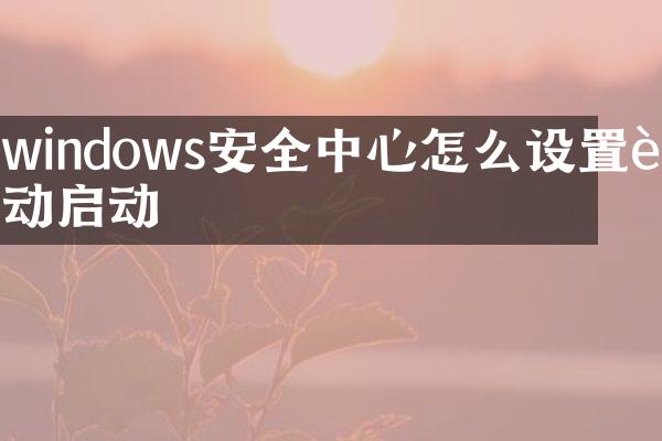windows安全中心怎么设置自动启动
