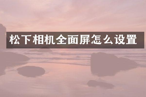 相机全面屏怎么设置