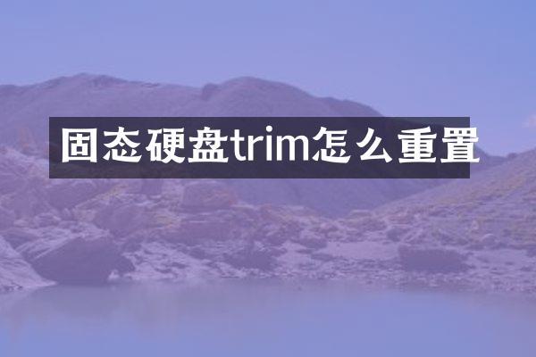 固态硬盘trim怎么重置