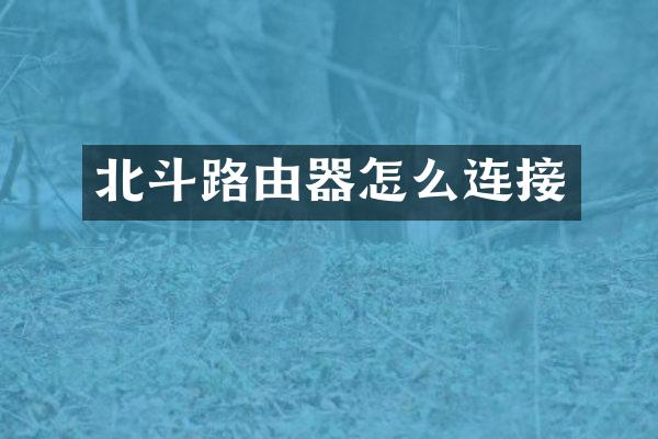 北斗路由器怎么连接