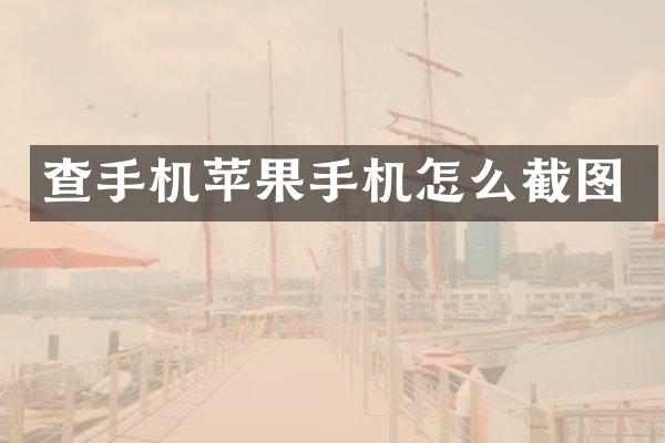 查手机苹果手机怎么截图