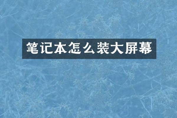 笔记本怎么装大屏幕