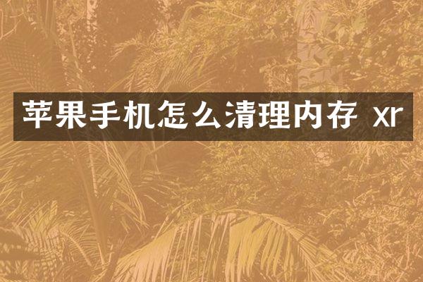 苹果手机怎么清理内存 xr
