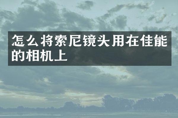 怎么将镜头用在佳能的相机上