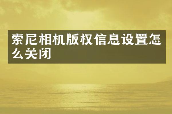 相机版权信息设置怎么关闭