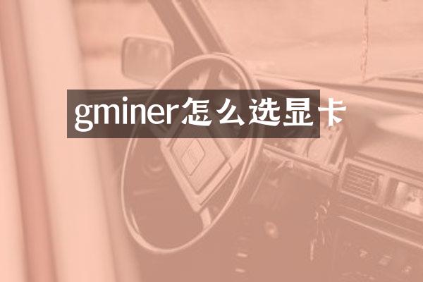 gminer怎么选显卡