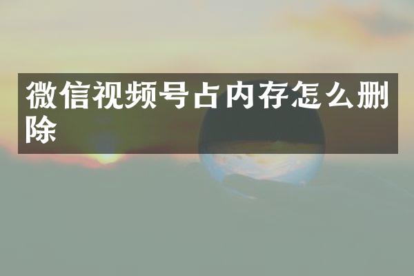微信视频号占内存怎么删除
