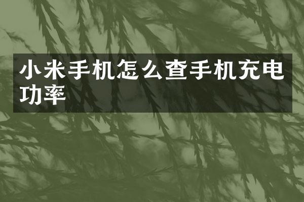 小米手机怎么查手机充电功率