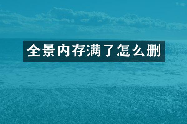 全景内存满了怎么删