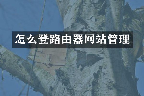 怎么登路由器网站管理