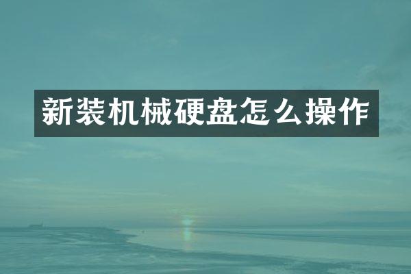 新装机械硬盘怎么操作