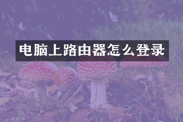 电脑上路由器怎么登录