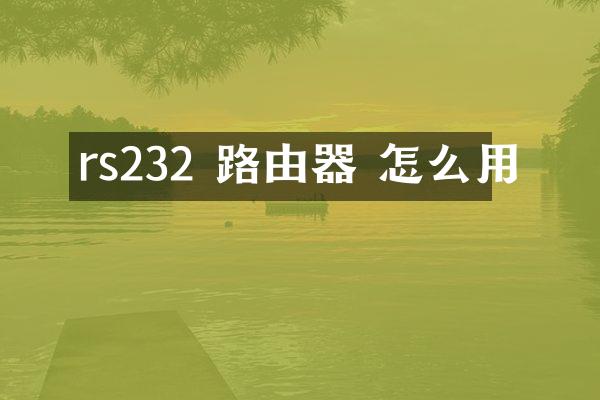 rs232 路由器 怎么用