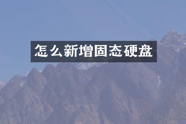 怎么新增固态硬盘