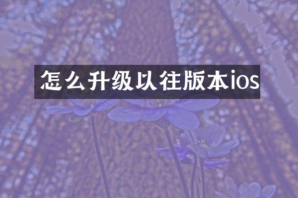 怎么升级以往版本ios