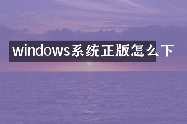 windows系统正版怎么下