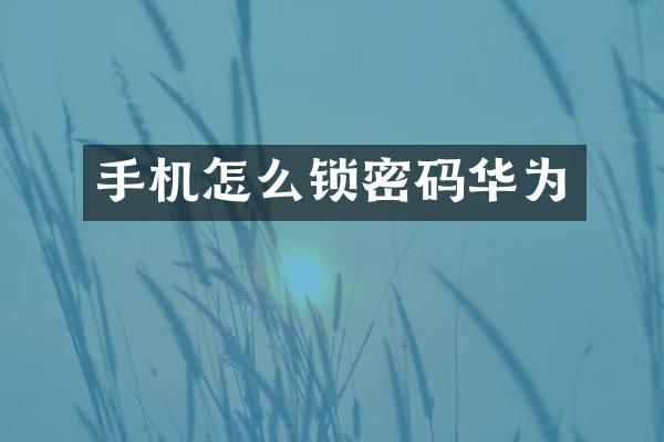 手机怎么锁密码华为