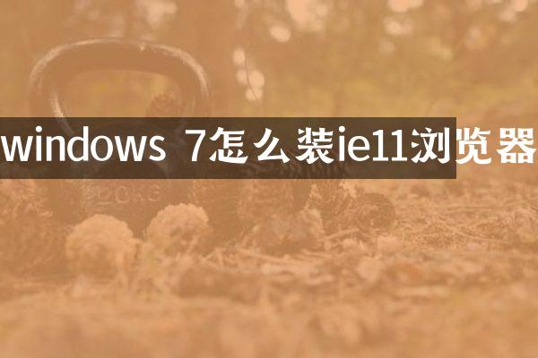 windows 7怎么装ie11浏览器