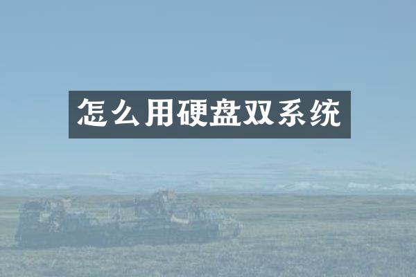 怎么用硬盘双系统