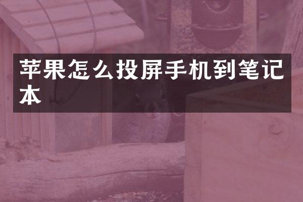 苹果怎么投屏手机到笔记本