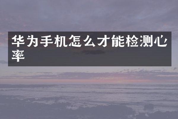 华为手机怎么才能检测心率