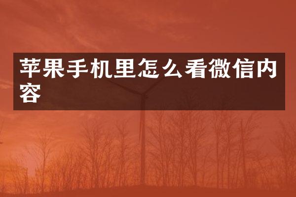 苹果手机里怎么看微信内容