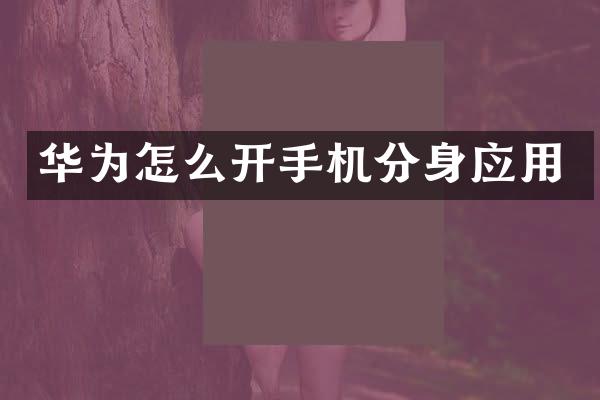 华为怎么开手机分身应用