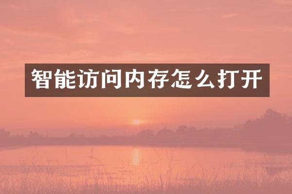智能访问内存怎么打开