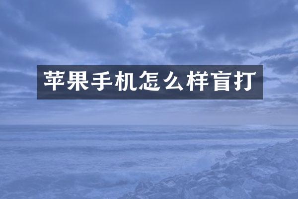 苹果手机怎么样盲打