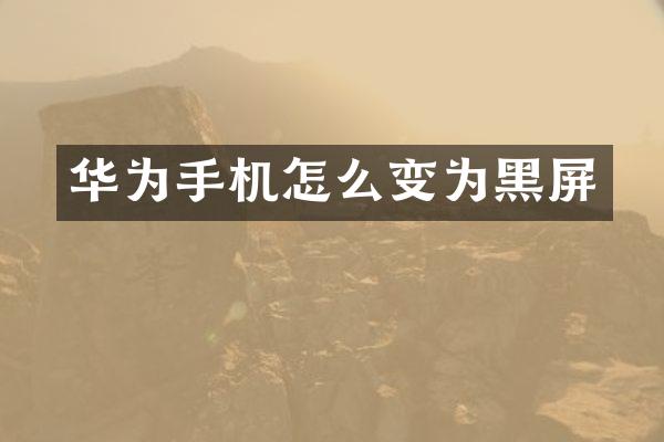 华为手机怎么变为黑屏