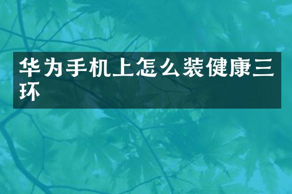 华为手机上怎么装健康三环