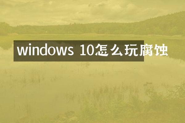 windows 10怎么玩腐蚀