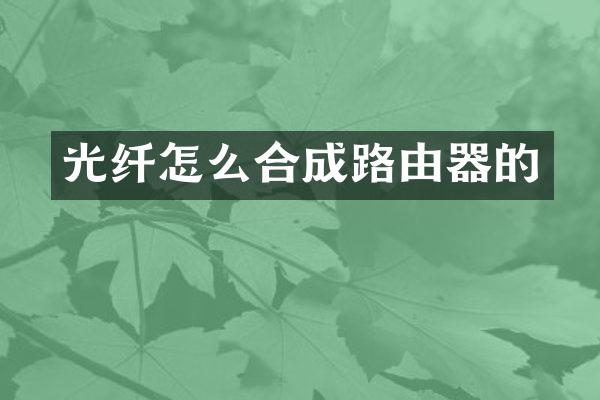 光纤怎么合成路由器的
