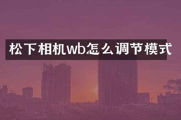 相机wb怎么调节模式