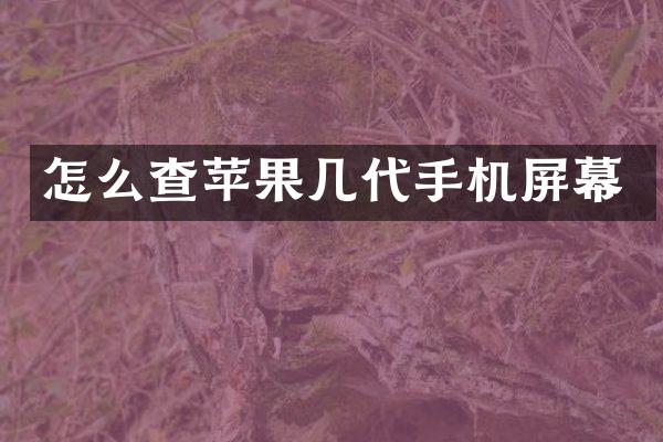 怎么查苹果几代手机屏幕