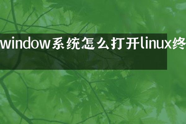 window系统怎么打开linux终端