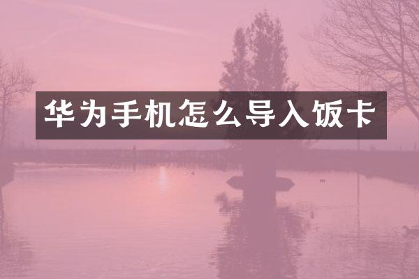 华为手机怎么导入饭卡