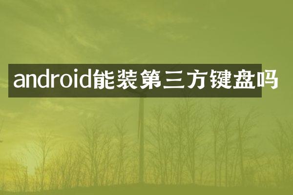 android能装第三方键盘吗