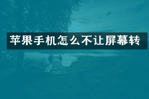 苹果手机怎么不让屏幕转