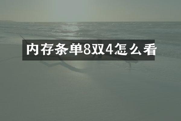 内存条单8双4怎么看