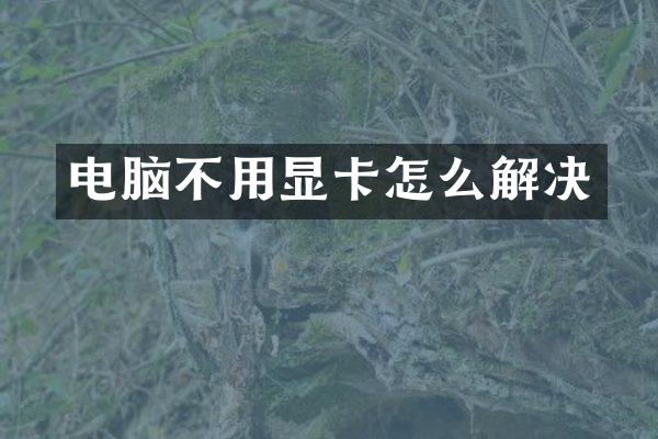 电脑不用显卡怎么解决