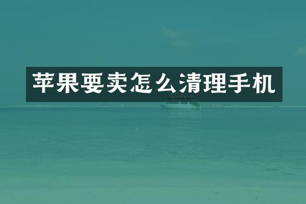 苹果要卖怎么清理手机