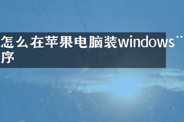 怎么在苹果电脑装windows程序