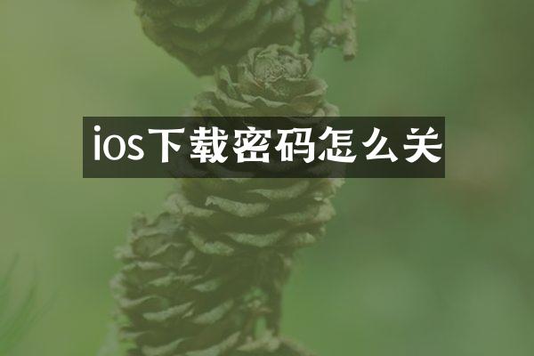 ios下载密码怎么关