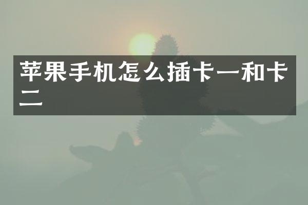 苹果手机怎么插卡一和卡二
