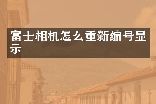 富士相机怎么重新编号显示