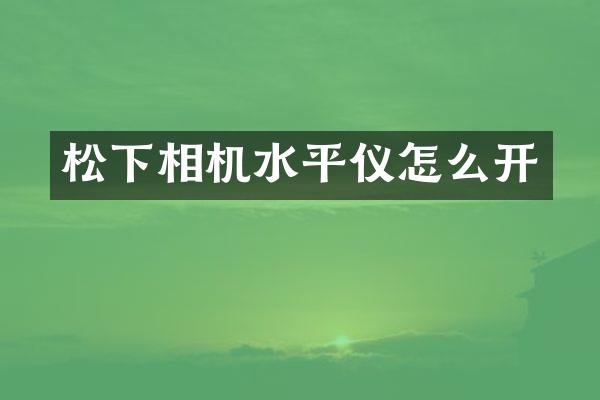 相机水平仪怎么开