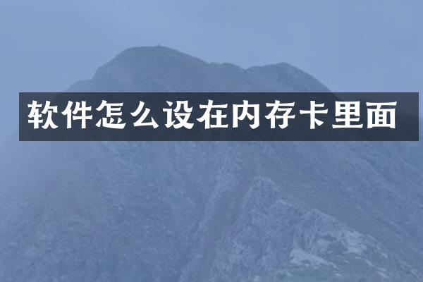 软件怎么设在内存卡里面